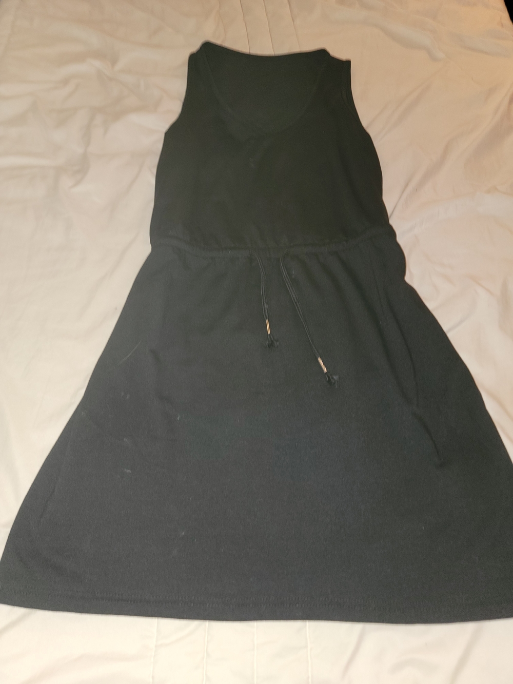 SHEIN Black Sleeveless V-Neck Drawstring Mini Dress